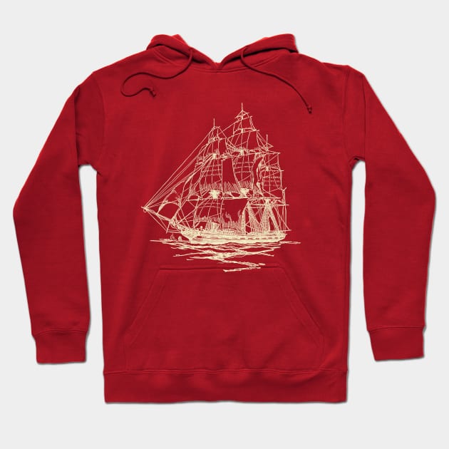 Sailing ship Hoodie by Vick Debergh